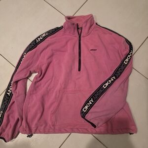 DKNY Pink Half-Zip Pullover with Logo Accents